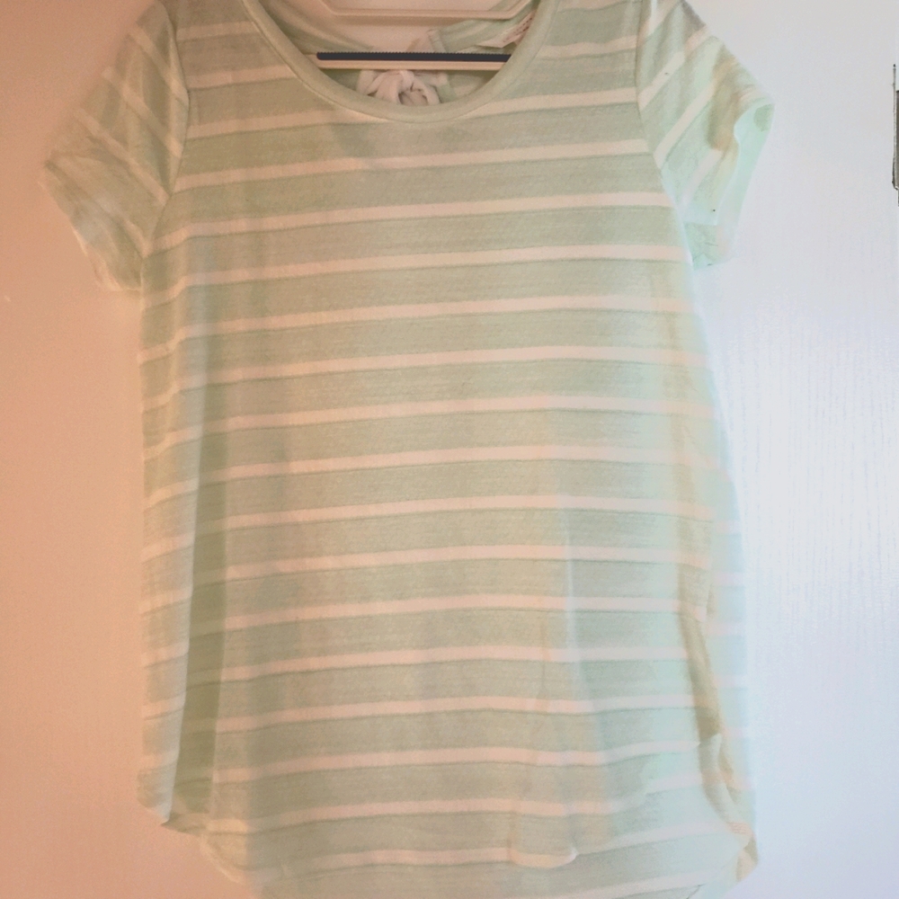 Like new Lauren Conrad green & white stripe top